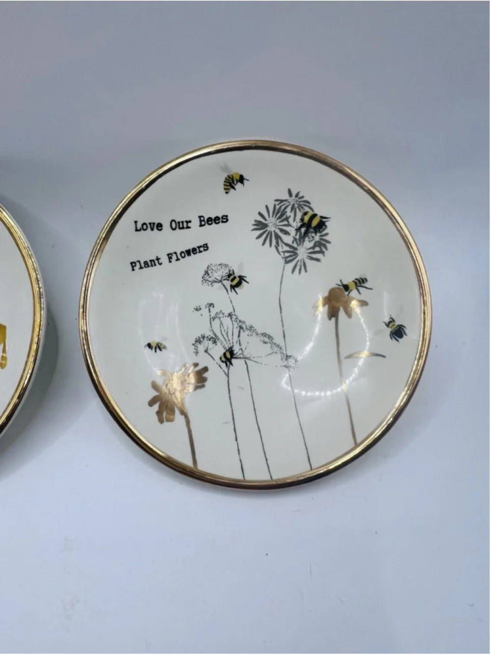 One Hundred 80 Degrees Bee Keeper Set of 3 Trinket Dish Plates Honey Love Bees